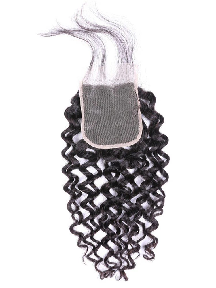 CurlyMe Water Wave Natural Black Hair 4x4 Lace Closure - Image 3