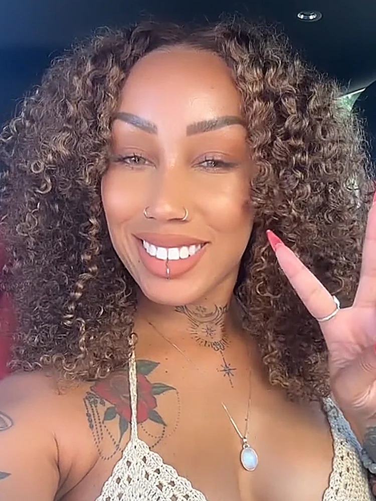 CurlyMe Highlights Ombre Kinky Curly Glueless Bob Wig Wear Go 7x5 Pre Cut Lace Wig - Image 10